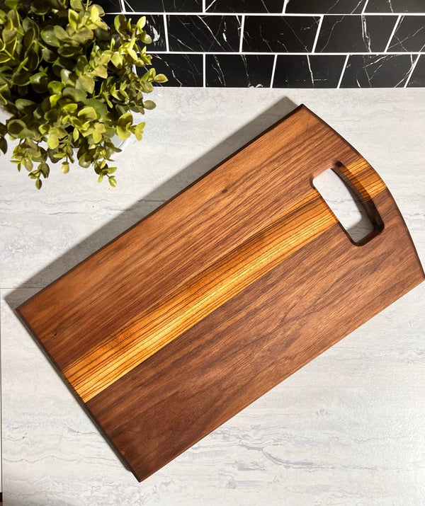 First Fruits Design Co. Charcuterie Board/ Serving Tray - Walnut and Zebra Wood